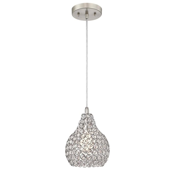 Westinghouse Pendant 60W Mini Kelcie, Brushed Nickel Crystal Jewel Shade 6103700 - main